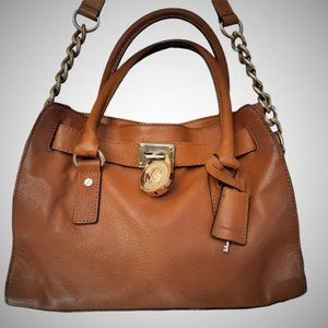 MICHAEL KORS Hamilton Leather Caramel coloured shoulder crossbody purse bag